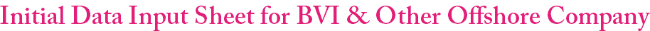 Initial Data Input Sheet for BVI & Other Offshore Company
